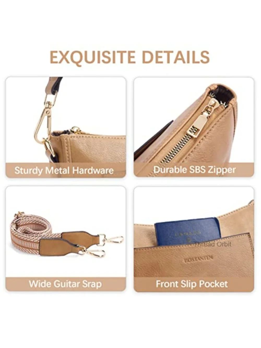 Vegan Leather Crossbody Bag with Guitar Strap for Travel
